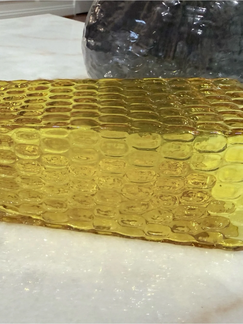 Vintage Amber Glass Square Vase 8